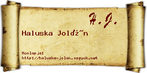 Haluska Jolán névjegykártya